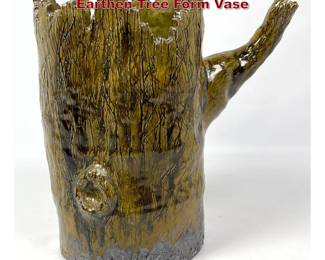 Lot 867 Signed Studio Pottery Glazed Earthen Tree Form Vase