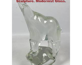 Lot 771 Figural Art Glass Polar Bear Sculpture. Modernist Glass. 