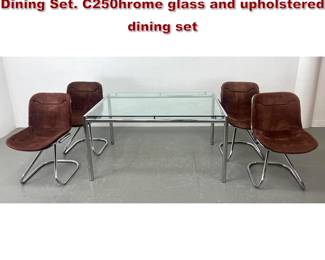 Lot 933 1970s Italian Mid Century Modern Dining Set. C250hrome glass and upholstered dining set