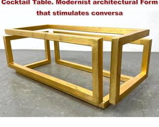 Lot 651 Esheresque Gilt Wood Glass Top Cocktail Table. Modernist architectural Form that stimulates conversa