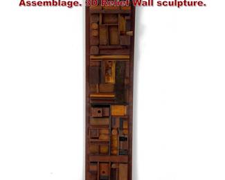 Lot 706 Modernist Abstract Wood Assemblage. 3D Relief Wall sculpture. 
