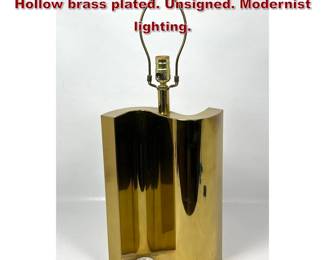 Lot 742 Vintage 1980s Brass S form lamp. Hollow brass plated. Unsigned. Modernist lighting. 
