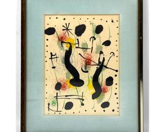 Lot 697 Small Joan Miro Lithograph Print. 