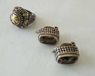 10k gold and Sterling silver ring; Sterling silver earrings