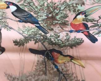 #100 - Carre Hermes french silk scarf square 90cm or 35.50 inches  - Equateur - Pink all the way (not just border more rare) Edition 1988. $780 - Good condition.