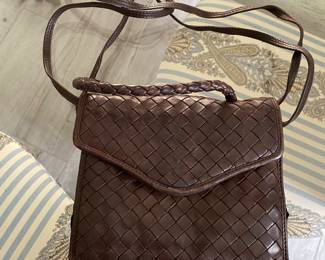 $120 Bottega Venetta square purse woven brown leather square small size 