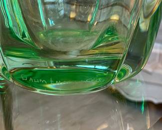 #25 - Tall  crystal vase Daum Nancy France - rare Green - $475