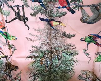 #100 - Carre Hermes french silk scarf square 90cm or 35.50 inches  - Equateur - Pink all the way (not just border more rare) Edition 1988. $780 - Good condition.