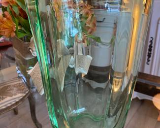 #25 - Tall  crystal vase Daum Nancy France - rare Green - $475