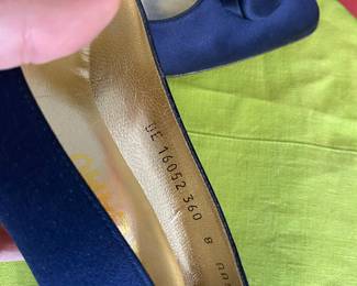 #96 - $50 Salvatore Ferragamo royal blue satin pumps. Size 8 