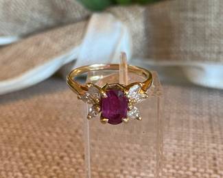 #64- 14kt diamond and ruby ring sz 8 $1,675