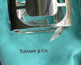 #3 - 1-	Tiffany & Co Sterling silver Donald Claflin LOVE bracelet wide bangle 109.90 gram 							$2,400