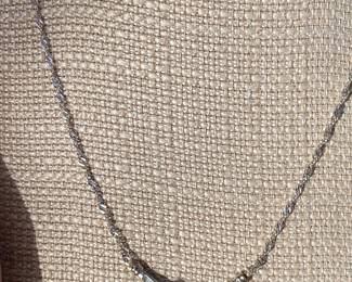 #11 - 14kt white gold and 3 oval sapphires & diamond necklace $650  - size 