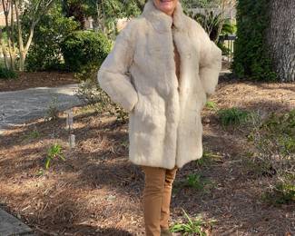 #45 - Mr Fred rabbit cream 3/4 coat/jacket $150  - size 4 -6