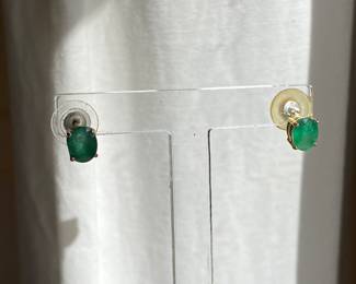 #6 - (3) pieces set Emerald pendant and set of earrings oval on 14kt yellow gold $1100 