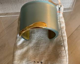 #27 - Vintage Alexis Bittar - cuff bracelet - turquoise with orginal dust bag. size 6 3/4 to 7 - $130 - Very good condition. 