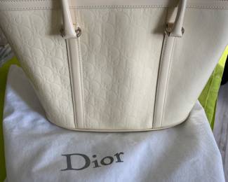 #94 - $1,050 - Lady Dior handbag - medium size - D patent cannage. Cream.  Off white .