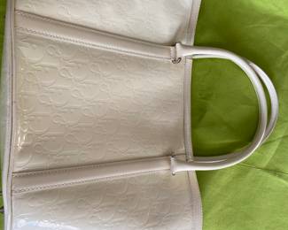 #94 - $1,050 - Lady Dior handbag - medium size - D patent cannage. Cream.  Off white .