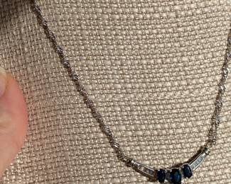 #11 - 14kt white gold and 3 oval sapphires & diamond necklace $650 