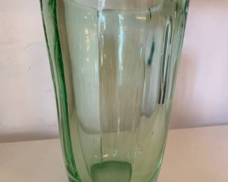 #25 - Tall  crystal vase Daum Nancy France - rare Green - $475