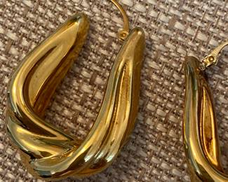 #65  - 18kt yellow gold with triple design - one earring needs hook redone - $350  - 3.2wt. 