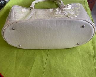 #94 - $1,050 - Lady Dior handbag - medium size - D patent cannage. Cream.  Off white .