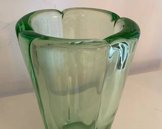 #25 - Tall  crystal vase Daum Nancy France - rare Green - $475