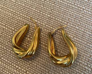 #65  - 18kt yellow gold with triple design - one earring needs hook redone - $350  - 3.2wt. 