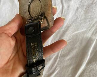 #56 - Concho belt - stainless leather - adjust 37 to 43 waist on hips. $100