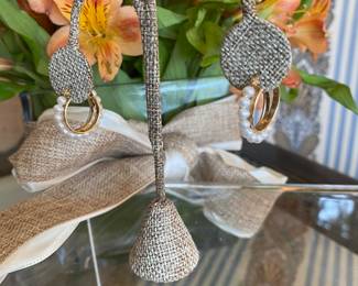 #17 - 14kt gold and pearl earrings hoops $195