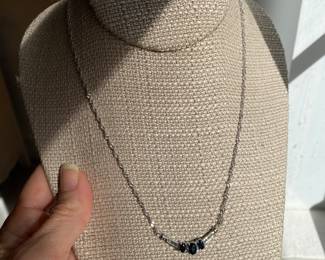 #11 - 14kt white gold and 3 oval sapphires & diamond necklace $650 