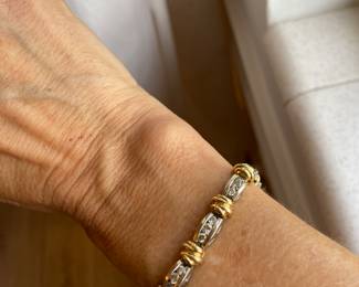 #51 - Purchased at Bere Jewelers, white and yellow gold round diamonds bracelet. $1575. 