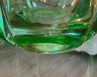 #25 - Tall  crystal vase Daum Nancy France - rare Green - $475