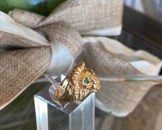 #15 - 14kt lion's head ring 5.42gr - sz3.5 - $225