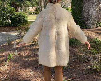 #45 - Mr Fred rabbit cream 3/4 coat/jacket $150  - size 4 -6