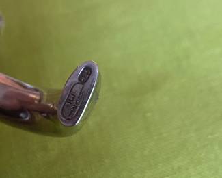 #104 - HJ Zdanowscky (Hanna & Jacek) signed sterling large amber bracelets - 7" wide - Each $280 - Pair $525 SOLD bracelet to the Left 