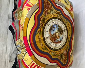 #30 - Carre Hermes french silk scarf square 90cm or 35.50 inches  - Parmi les Fleurs je compte les Heures. The Clocks - $395 - Almost new condition. no apparent damages. 