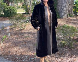 #43 - Faux fur leather coat (dark brown) $80 - size 4-8