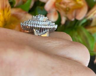 #13 - 14kt white gold ring with diamonds sz 5.5 - $495