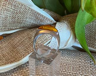 #79 - $75 - Amber sterling ring 6 1/2" 