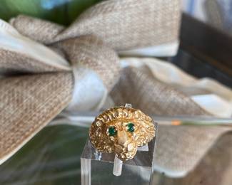 #15 - 14kt lion's head ring 5.42gr - sz3.5 - $225