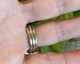 #77 - 14kt White gold ring with three band attached and heart shaped diamonds 3/4 ct. $850