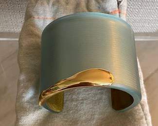 #27 - Vintage Alexis Bittar - cuff bracelet - turquoise with orginal dust bag. size 6 3/4 to 7 - $130 - Very good condition. 
