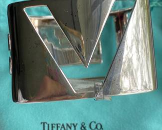 #3 - 1-	Tiffany & Co Sterling silver Donald Claflin LOVE bracelet wide bangle 109.90 gram 							$2,400