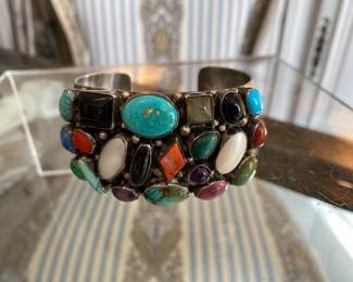 #9 - Emer Thompson Sterling and jewels Navajo bracelet $550