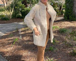 #45 - Mr Fred rabbit cream 3/4 coat/jacket $150  - size 4 -6