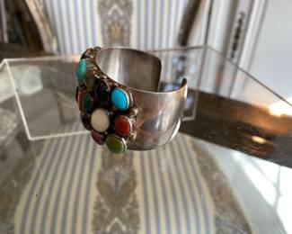 #9 - Emer Thompson Sterling and jewels Navajo bracelet $550