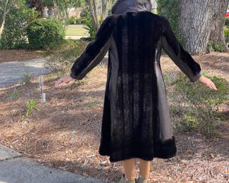 #43 - Faux fur leather coat (dark brown) $80 - size 4 to 8