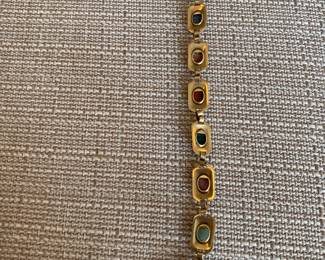 #12 - 14kt gold bracelet with scarab multi color $250 