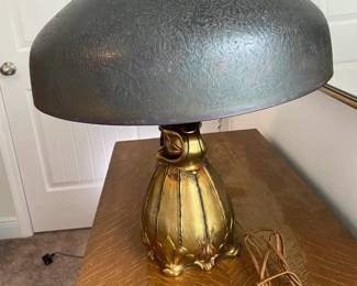 #1 Rare Pittsburg/Nicholas Kopp lamp c.1921 Art deco period. 22"tall and 18" wide shade. Base is 7"wide. 12 1/2"T to the shade. Very good condition. no crack & chipped. The wire and plug needs redo. $2,000